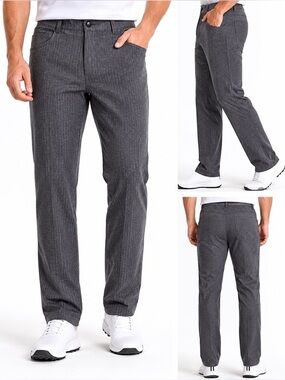 18 Greens Golf Pants Men’s 34x28 Gray Pinstripe Performance Stretch